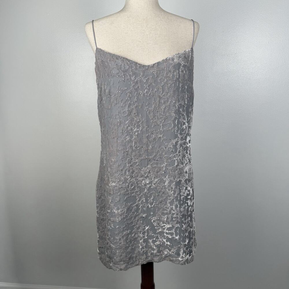 Clothes H&M Silk Blend Velvet Burnout Slip Dress Lavender Gray Size 42 Y2K